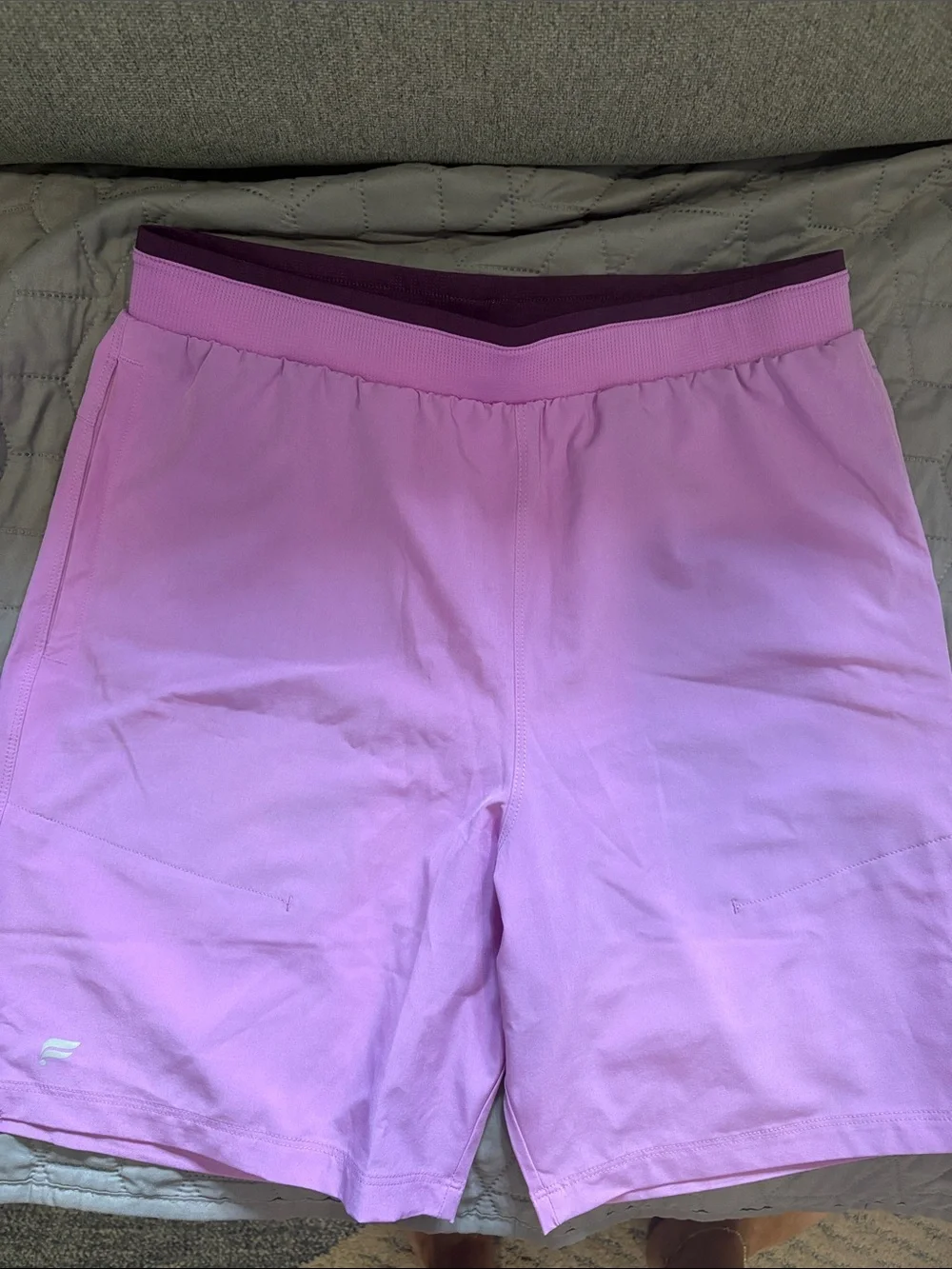 Fabletics Men's Athletic Shorts Trio — Lavender, Light Pink, Coral/Orange